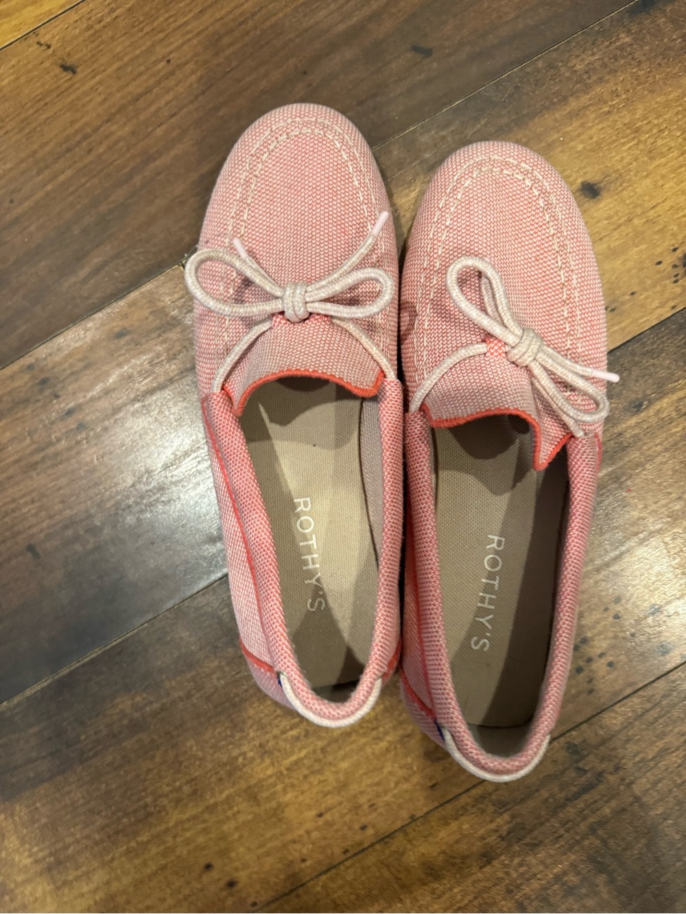 Rothy's Coral Pink Bow Tie Boat Shoes